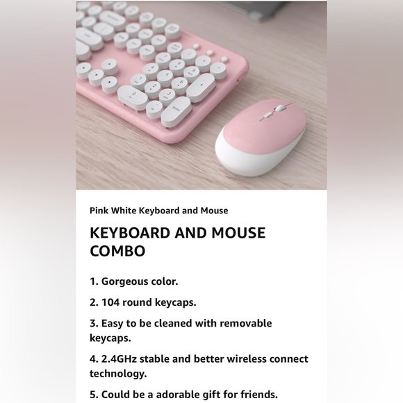 UBOTIE Pink & White Computer Wireless Keyboard Mouse Combo ♦️♦️NEW IN BOX♦️♦️ - Picture 5 of 5